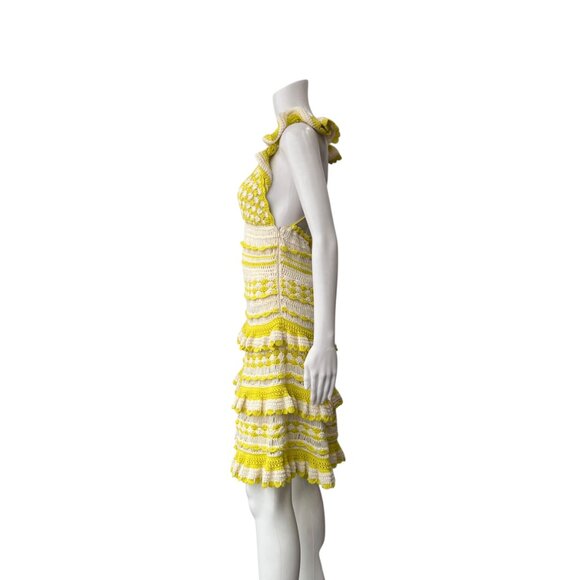 $795 NWT Zimmermann Yellow White Crochet Halcyon Frill Mini Dress sz 4/IT 40 - Picture 10 of 14